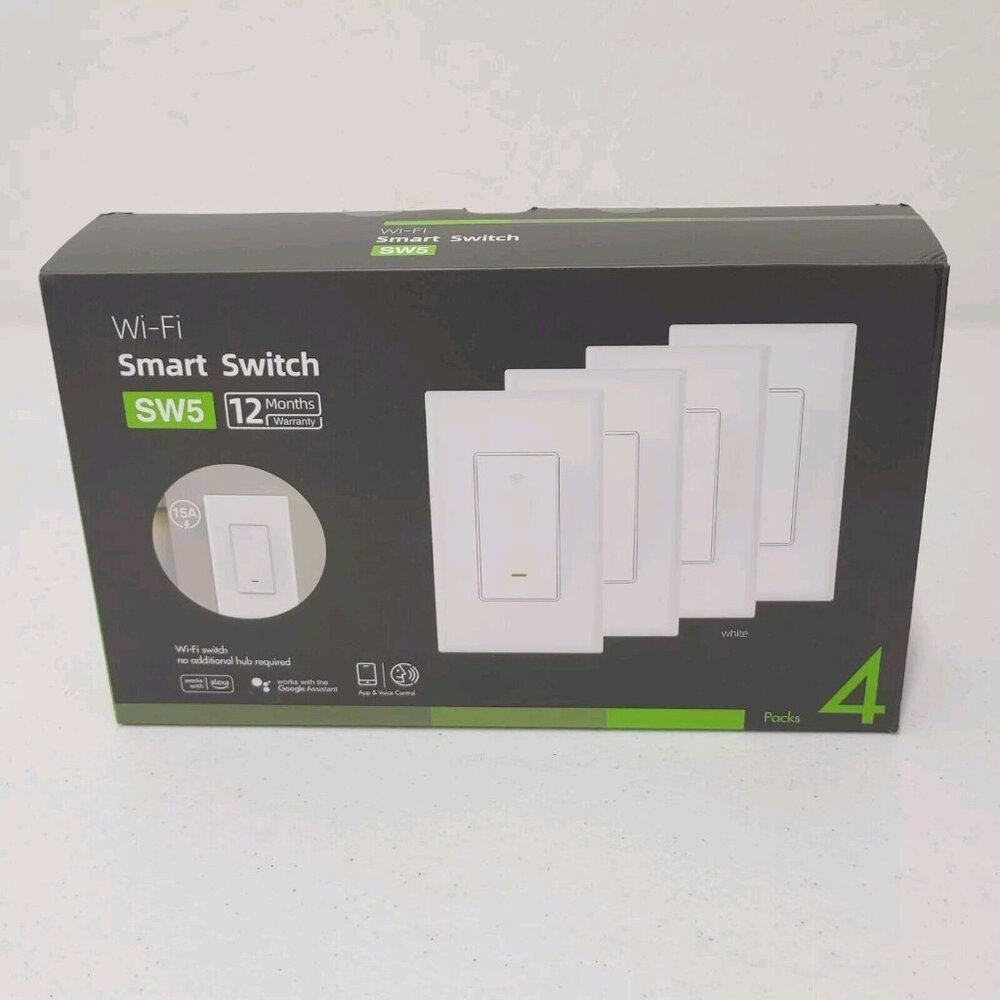 4 Pack Gosund WiFi Smart Light Switch In-Wall Single-Pole 15A For Androi…
